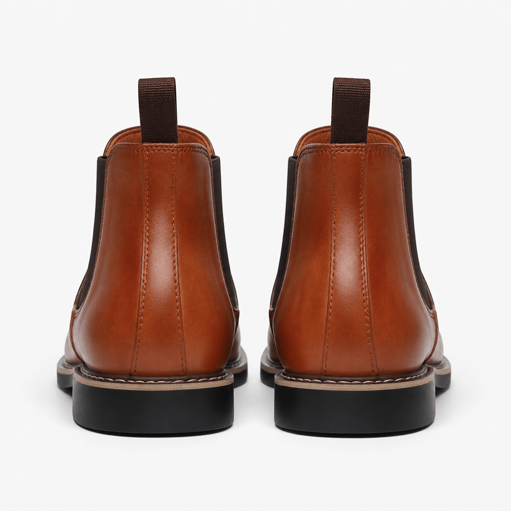 Men's Camel Leather Ankle Boots