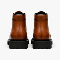 Men's Camel Leather Lace-Up Ankle Boots