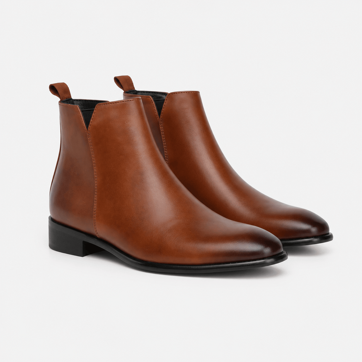 Men's Cognac Leather Ankle Boots