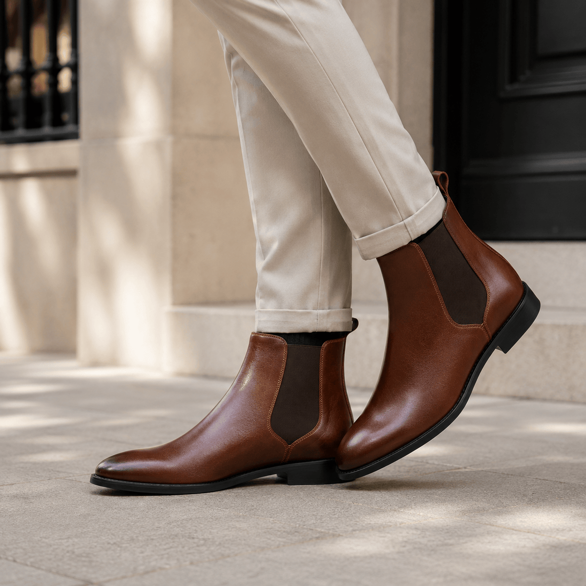 Men's Cognac Leather Boots