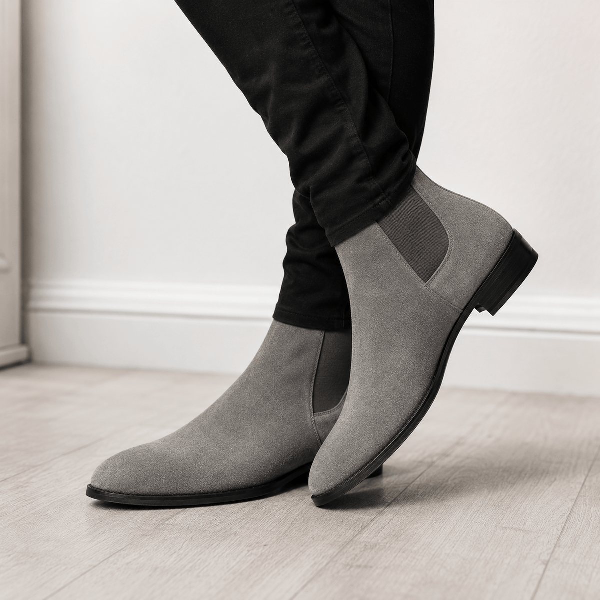 Men's Grey Leather Boots