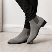 Men's Grey Leather Boots