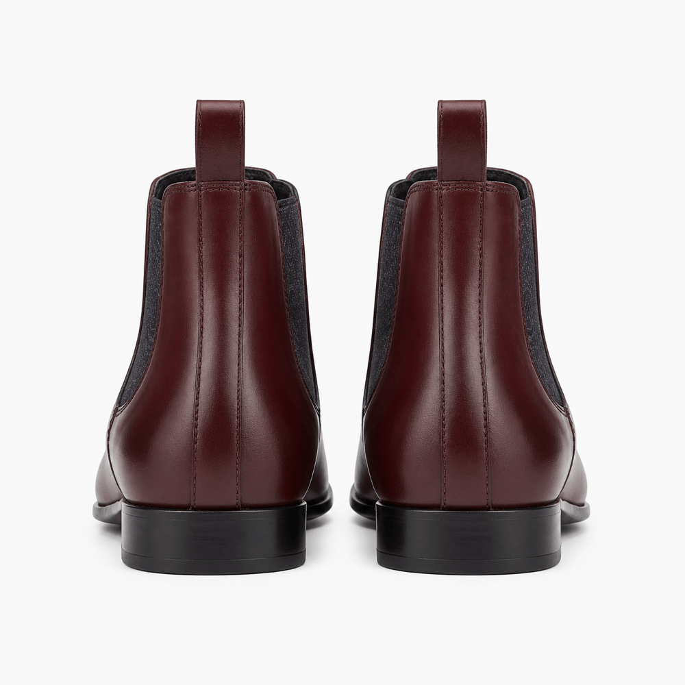 Men's Luxury-Inspired Red Leather Ankle Boots