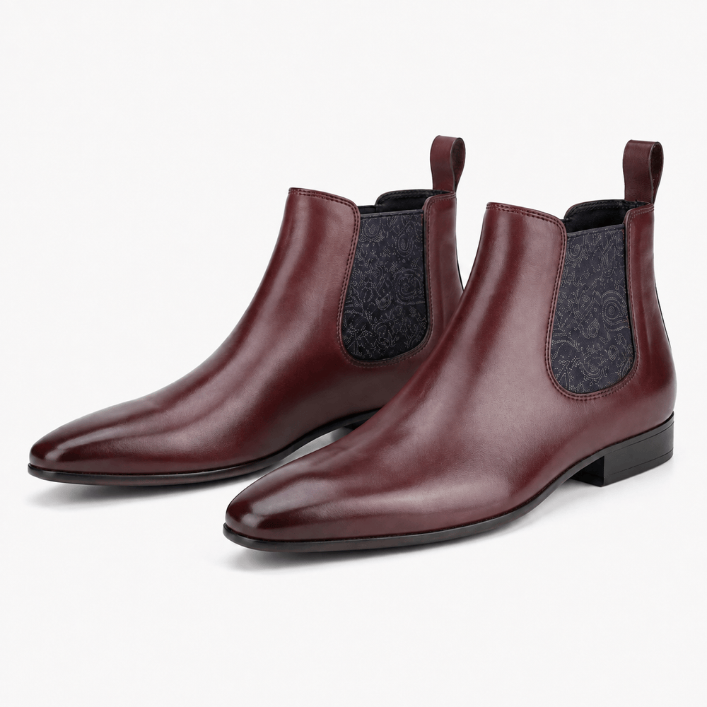 Men's Luxury-Inspired Red Leather Ankle Boots