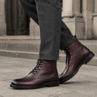 Men's Luxury-Inspired Red Leather Boots