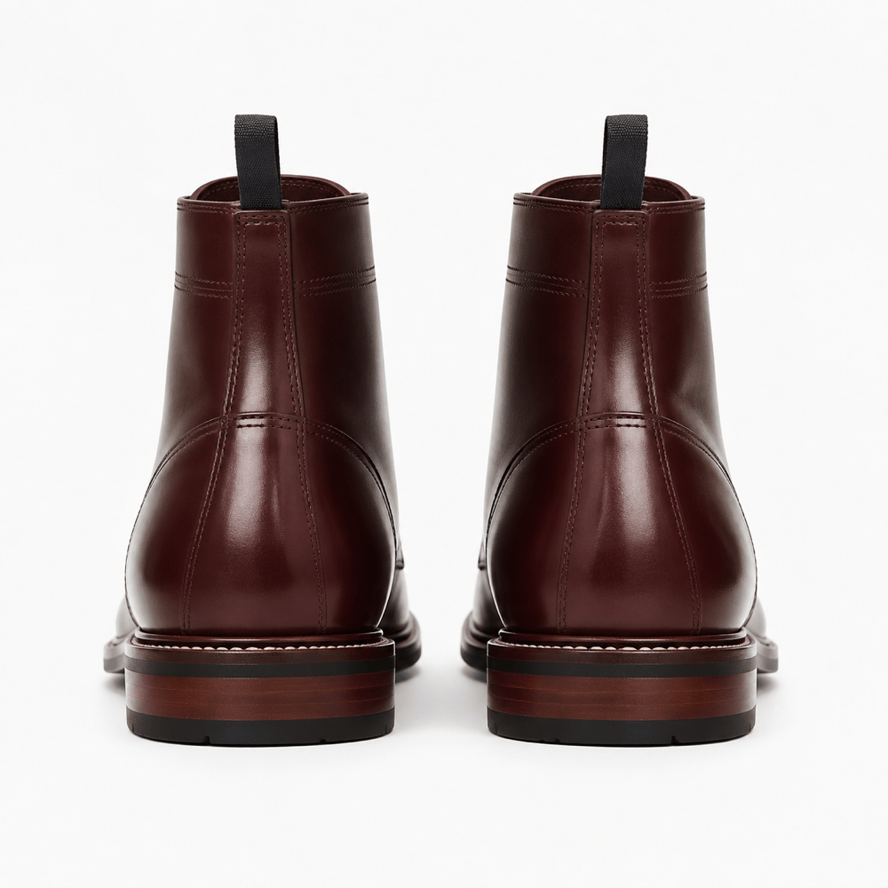 Men's Luxury-Inspired Red Leather Lace-Up Ankle Boots
