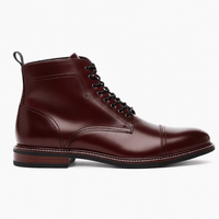 Men's Luxury-Inspired Red Leather Lace-Up Ankle Boots