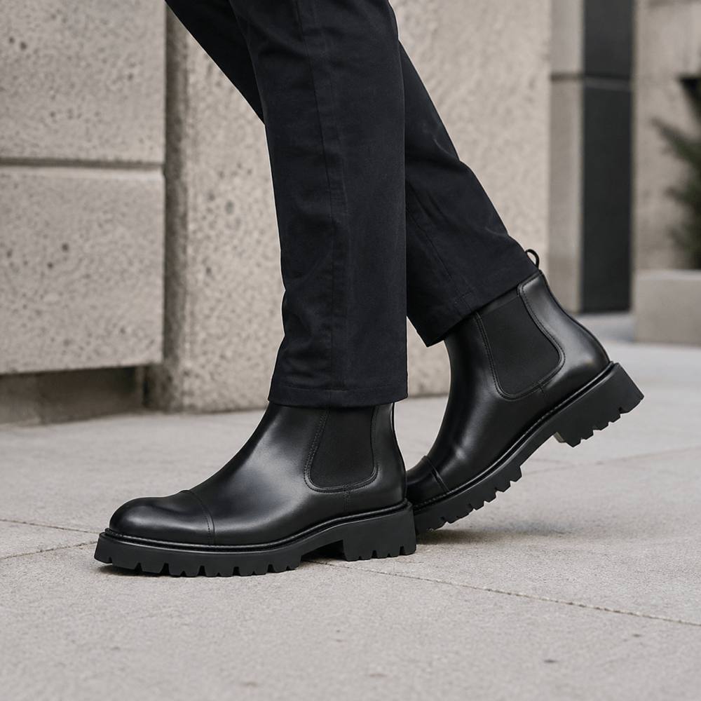 Men's Tall Black Leather Boots