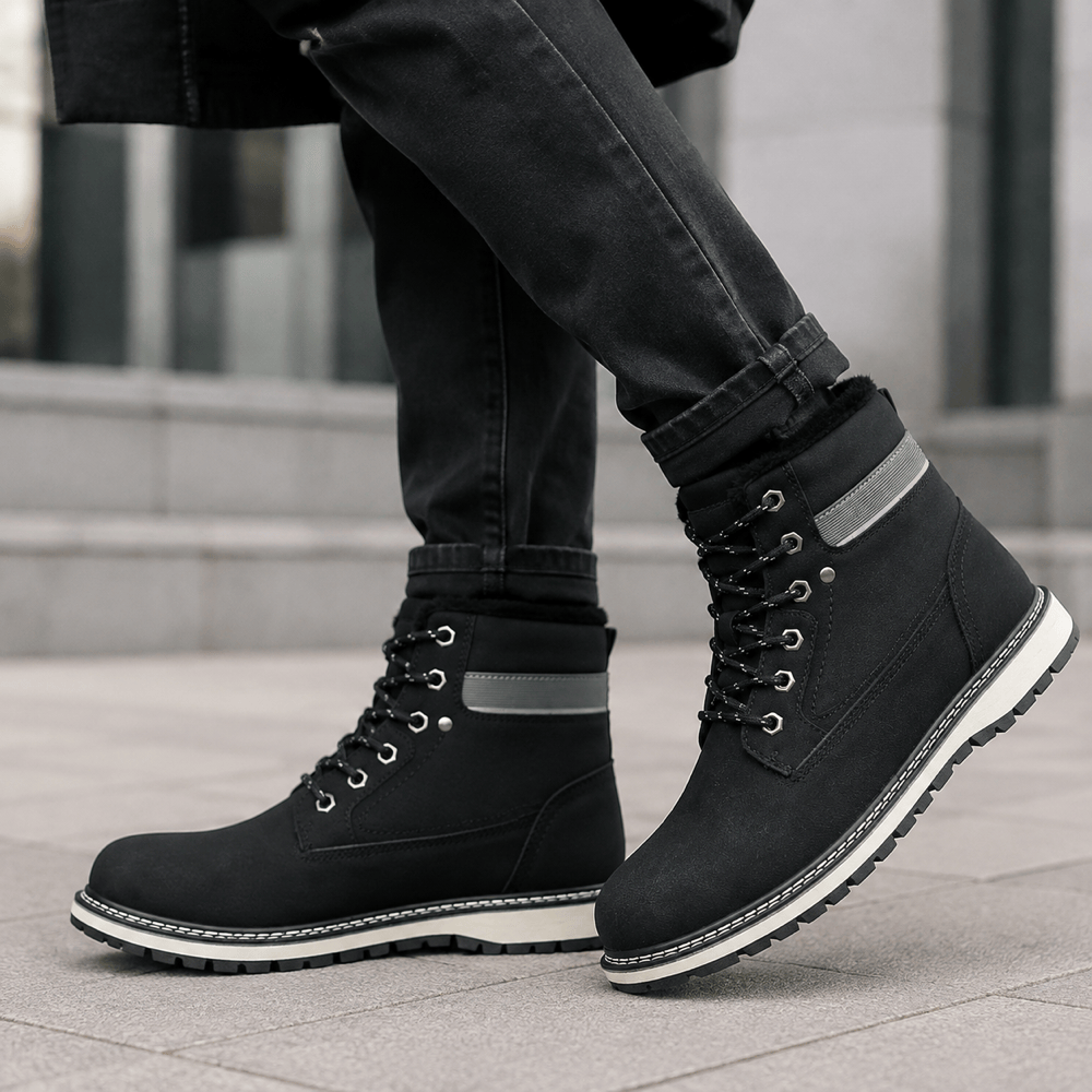 Men's Winter Black Leather Boots