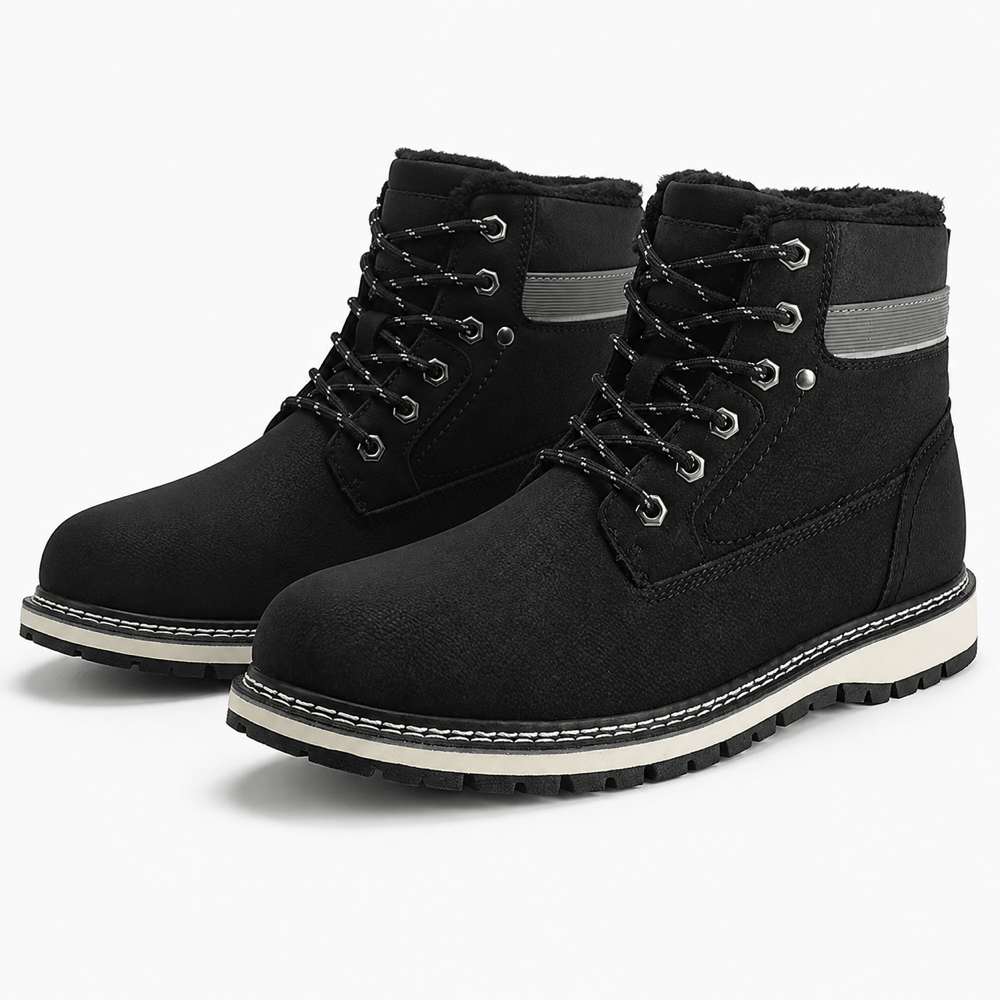 Men's Winter Black Leather Boots