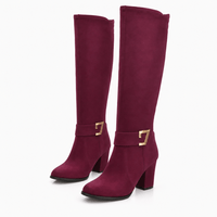 Women's Aubergine Leather Boots
