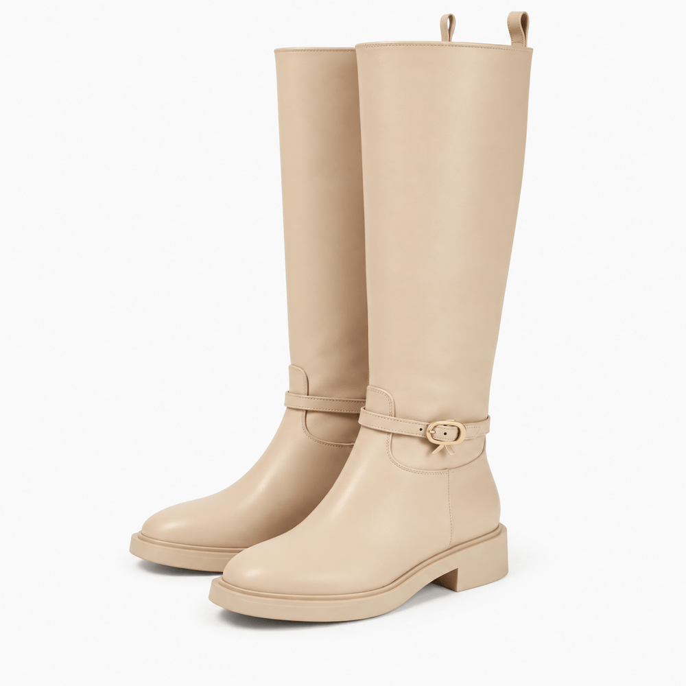 Women's Beige Leather Boots
