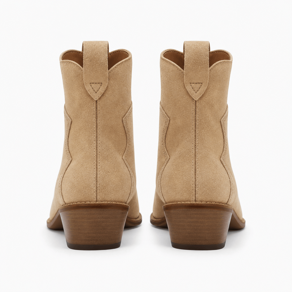 Women's Beige Suede Ankle Boots
