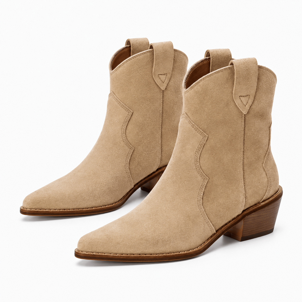 Women's Beige Suede Ankle Boots