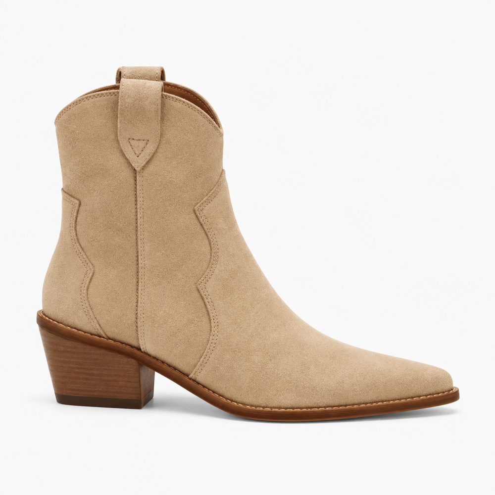 Women's Beige Suede Ankle Boots