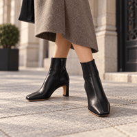 Women's Black Leather Ankle Boots