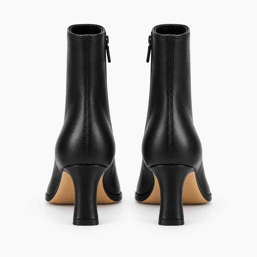 Women's Black Leather Ankle Boots
