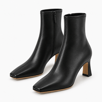 Women's Black Leather Ankle Boots