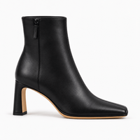 Women's Black Leather Ankle Boots