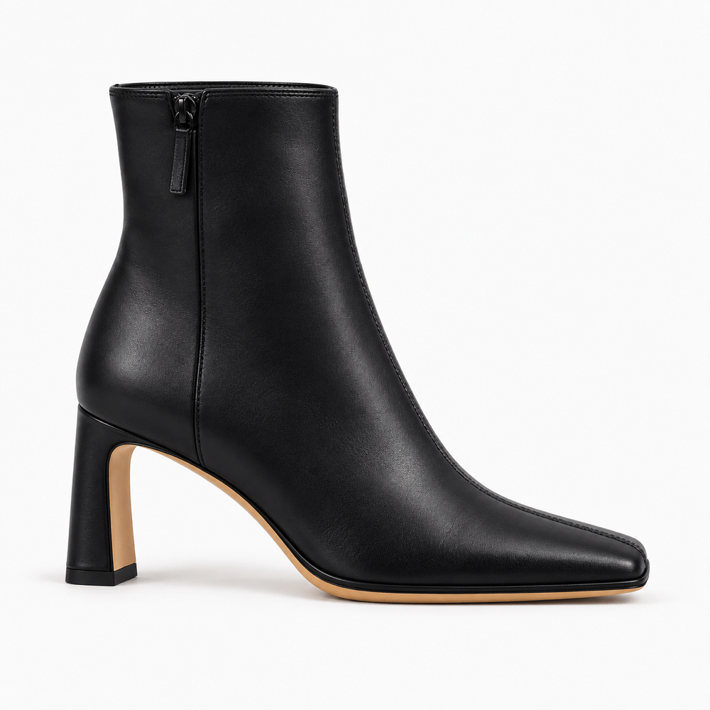 Women's Black Leather Ankle Boots