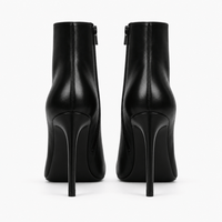 Women's Black Leather Heeled Ankle Boots