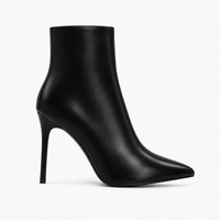 Women's Black Leather Heeled Ankle Boots