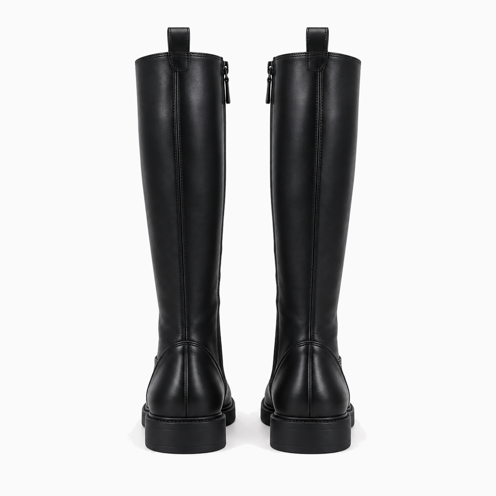 Women's Black Leather Lace-Up Ankle Boots