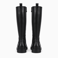Women's Black Leather Lace-Up Ankle Boots