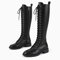 Women's Black Leather Lace-Up Ankle Boots