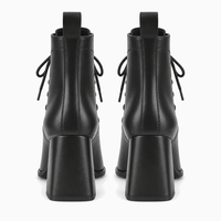 Women's Black Leather Lace-Up Boots