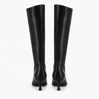Women's Black Leather Slim-Heeled Boots