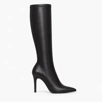 Women's Black Leather Stiletto-Heeled Boots