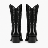 Women's Black Leather Western Ankle Boots