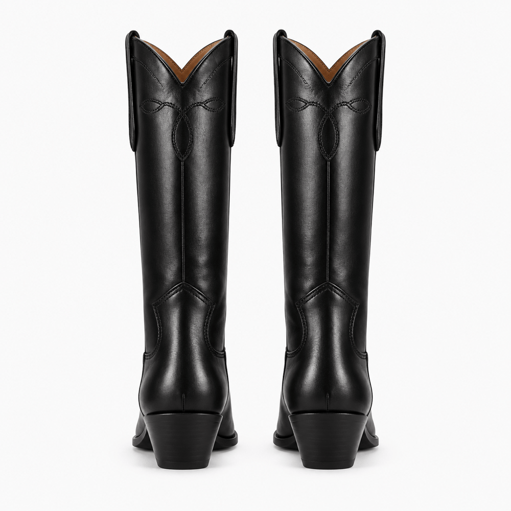 Women's Black Leather Western Boots
