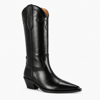 Women's Black Leather Western Boots
