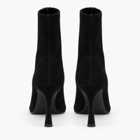 Women's Black Suede Heeled Ankle Boots