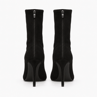 Women's Black Suede Heeled Boots
