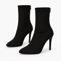 Women's Black Suede Heeled Boots