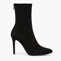 Women's Black Suede Heeled Boots