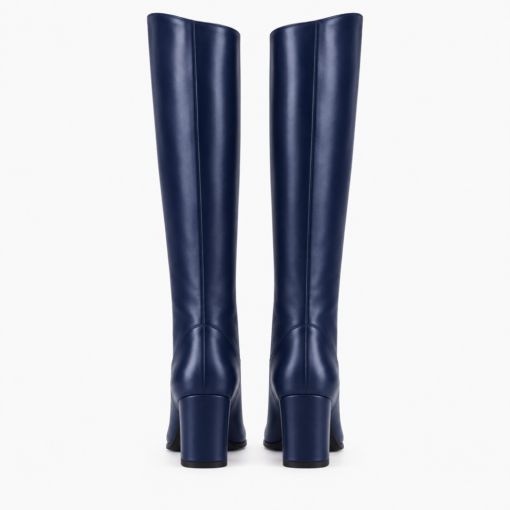 Women's Blue Leather Boots