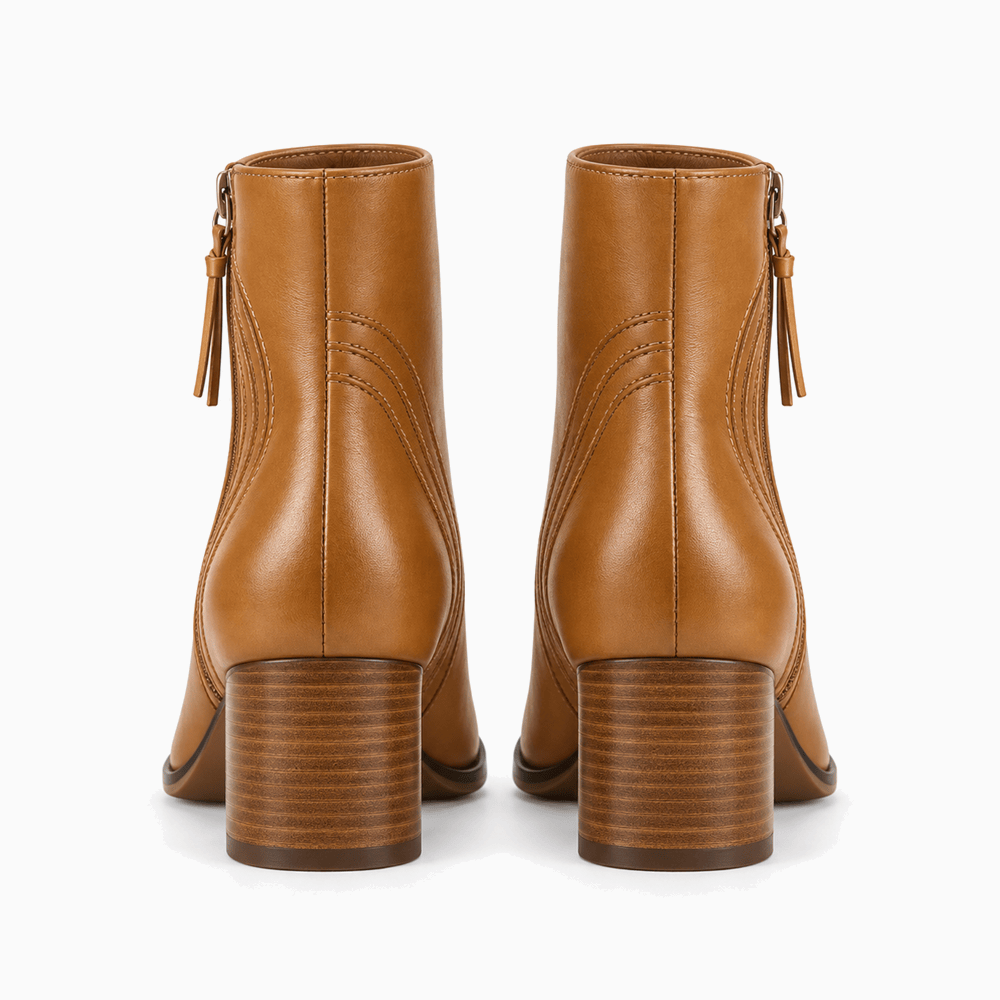Women's Brown Flat Leather Ankle Boots