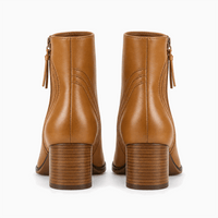 Women's Brown Flat Leather Ankle Boots