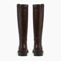 Women's Brown Flat Leather Boots