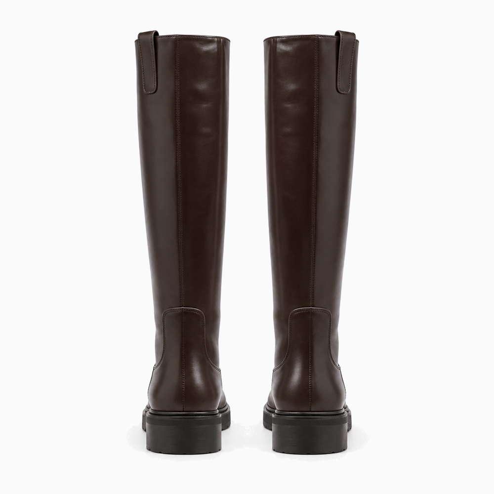 Women's Brown Flat Leather Boots