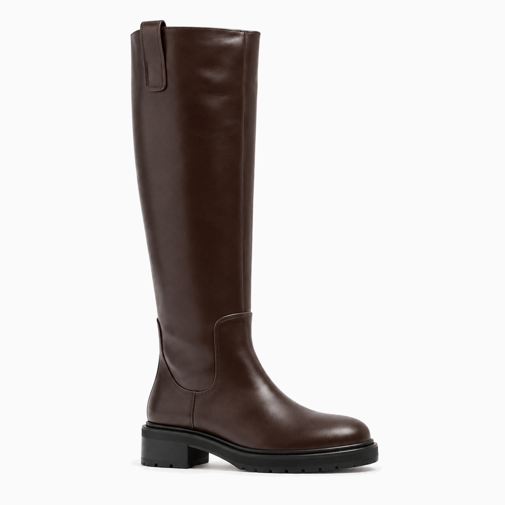 Women's Brown Flat Leather Boots
