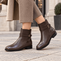 Women's Brown Flat Leather Boots