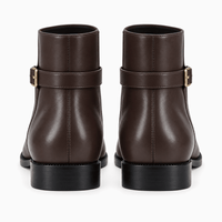 Women's Brown Flat Leather Boots