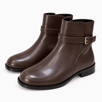 Women's Brown Flat Leather Boots