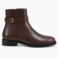 Women's Brown Flat Leather Boots