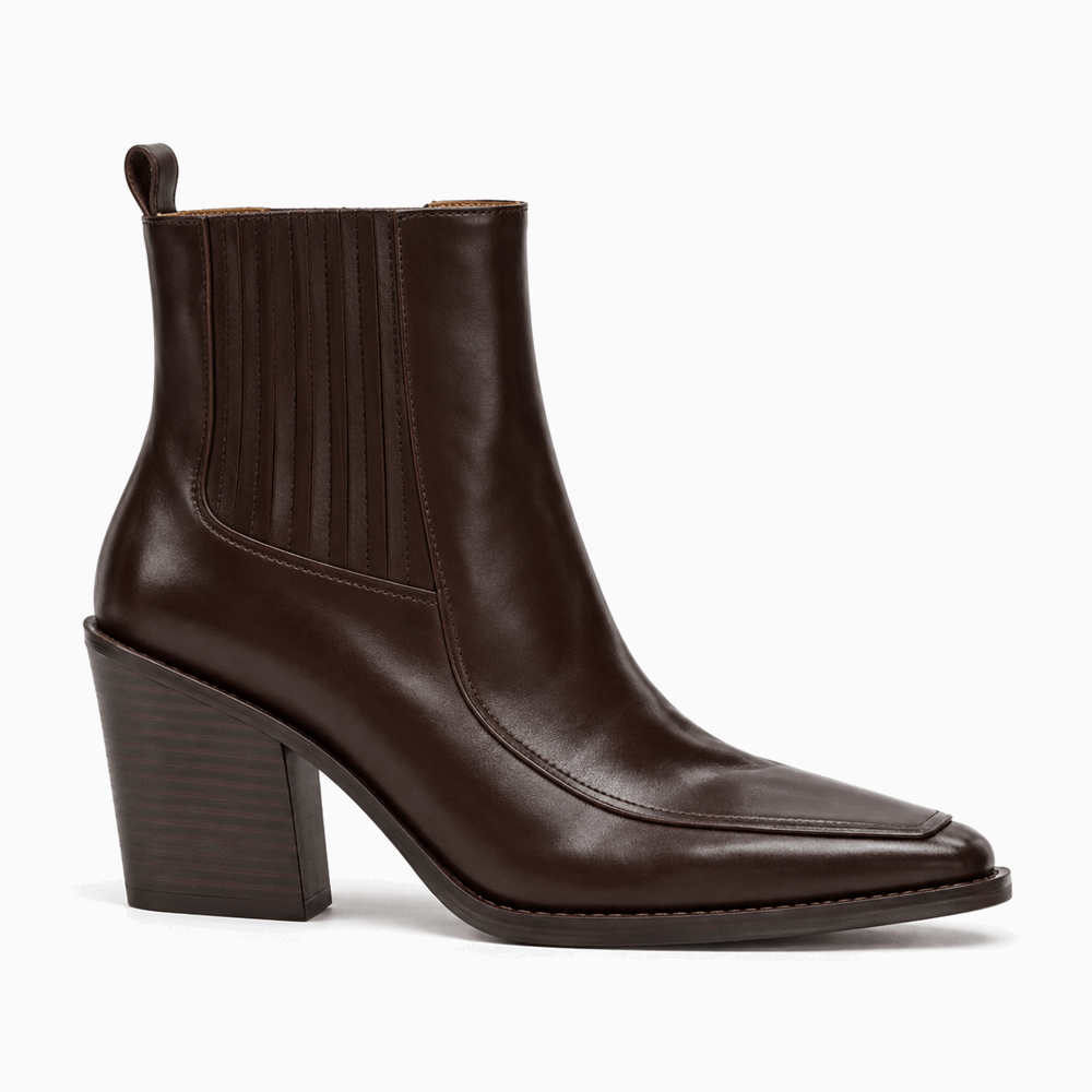 Women's Brown Leather Heeled Ankle Boots
